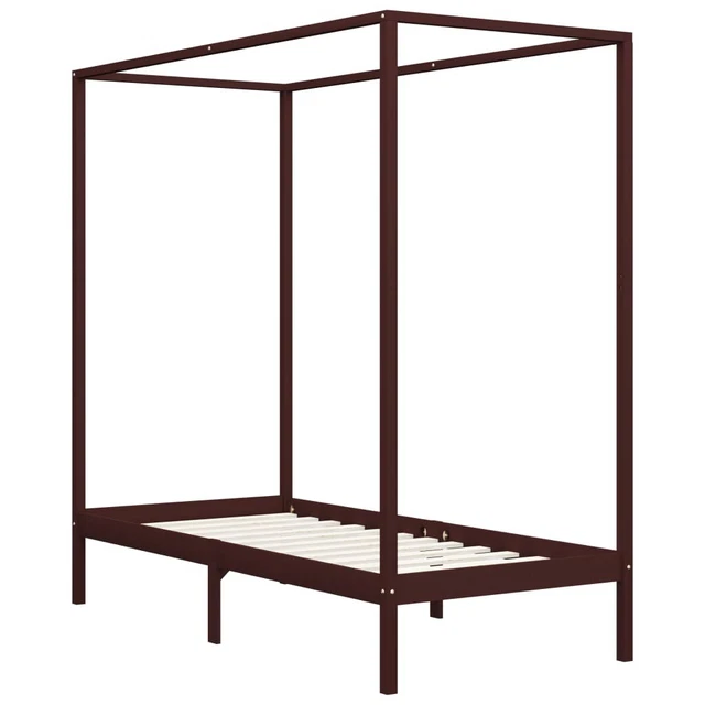 VIDAXL CANOPY BED Frame without Mattress Dark Brown Solid Wood