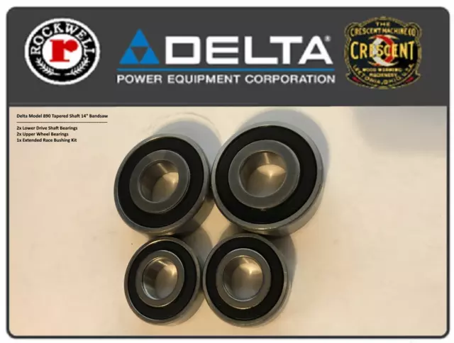 Delta 14" Bandsaw Model 890 Upper & Lower Wheel Bearing Rebuild Kit 88101 87502