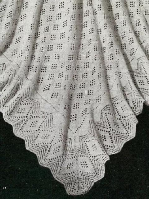 VBB004 Vintage Knitting Pattern Beautiful Heirloom Baby Blanket Shawl in 4 Ply