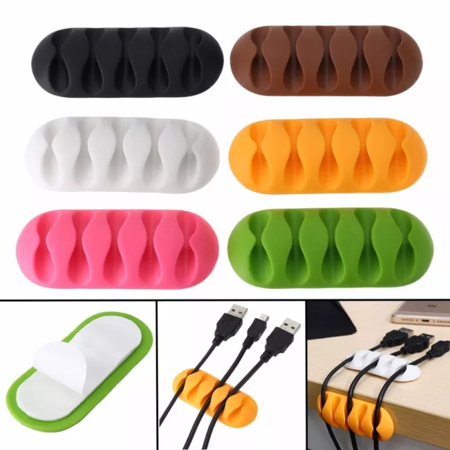 Desk Tidy Organiser Cable Drop Clip Wire Cord Lead Line USB Holder Fixer