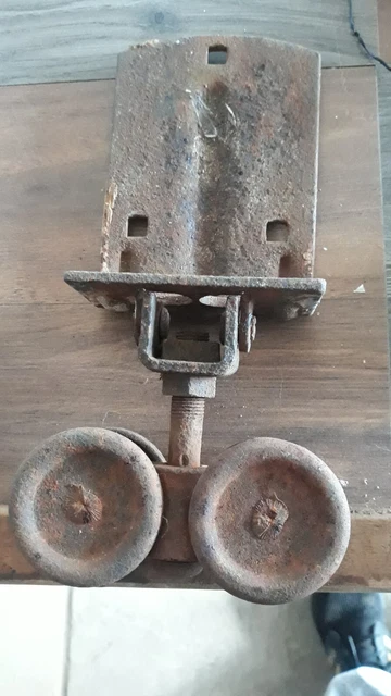 Antique Old Myers Track iron Barn Door Rollers Hangers Trolley USA