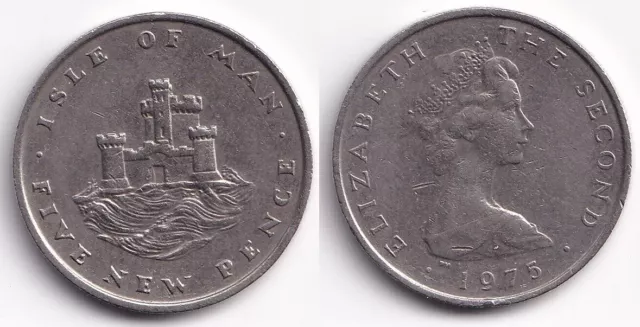 5 Pence 1975 Ile de Man Isle Of Man IOM - Elisabeth II - Tour de refuge