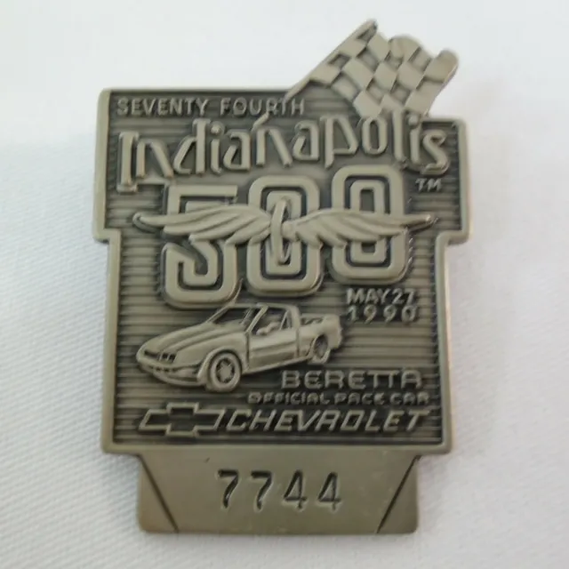1990 Indianapolis 500 Silver Pit Badge Luyendyk Doug Shierson Racing Chevy Indy