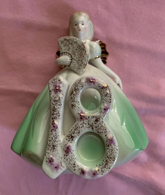 Josef Originals YEAR 18 Birthday Girl Angel Figurine Porcelain  Doll w Fan Rare