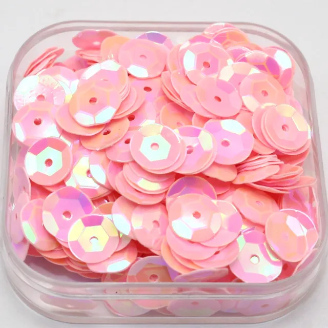 3000 Pink AB 8mm CUP round loose sequins Paillettes sewing Wedding craft