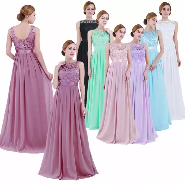 US Womens Sleeveless Embroidered Ball Gown Prom Bridesmaid Long Evening Dress