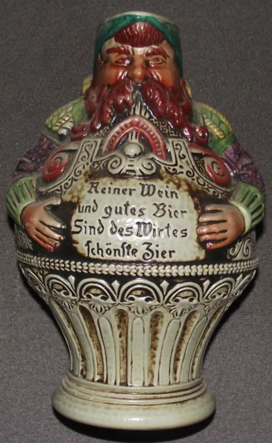 Ancien Pichet Antropomorphe Vin Biere Ceramique Allemande