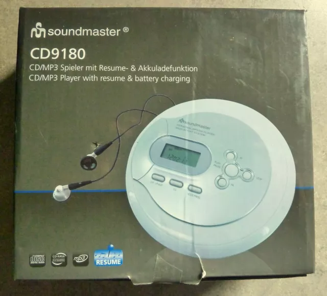 Soundmaster CD9180 Portabler CD Spieler Discman MP3 Player Netzteil neuwertig