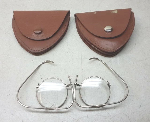 WWII ERA US Army Optical Vision Devices With Lenses Leather Cases