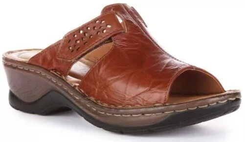 JOSEF SEIBEL Catalogne 32 Carpi Compensé Sandales Mules Brandy Femmes UK 3 - 8