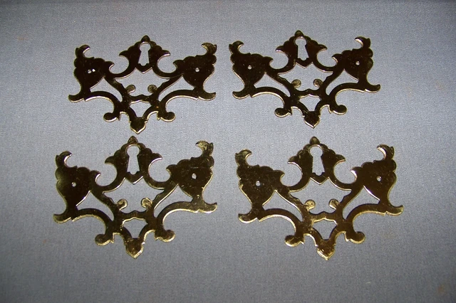 Set Of 4, Reproduction, Stamp Brass Keyhole Covers - SEE TONE DESCRIPTION