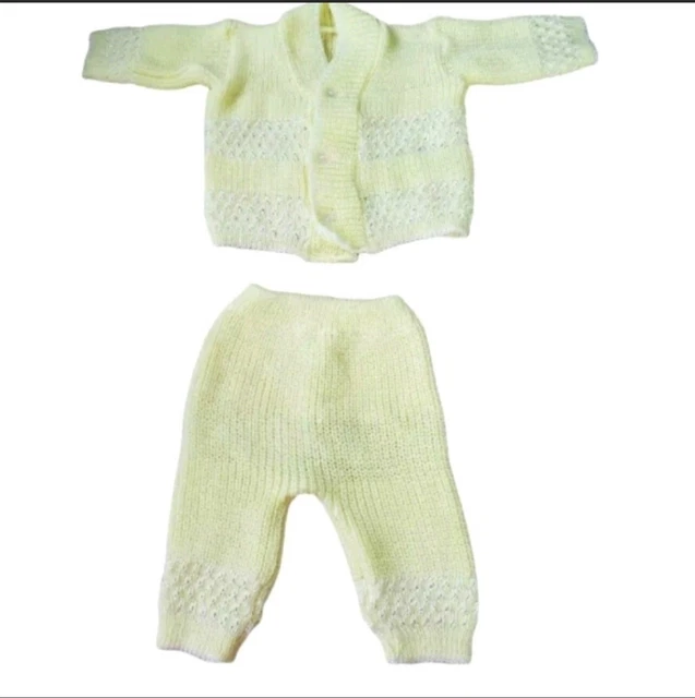Baby Newborn 2 Pc Yellow Handmade Crocheted Top & Pants Newborn