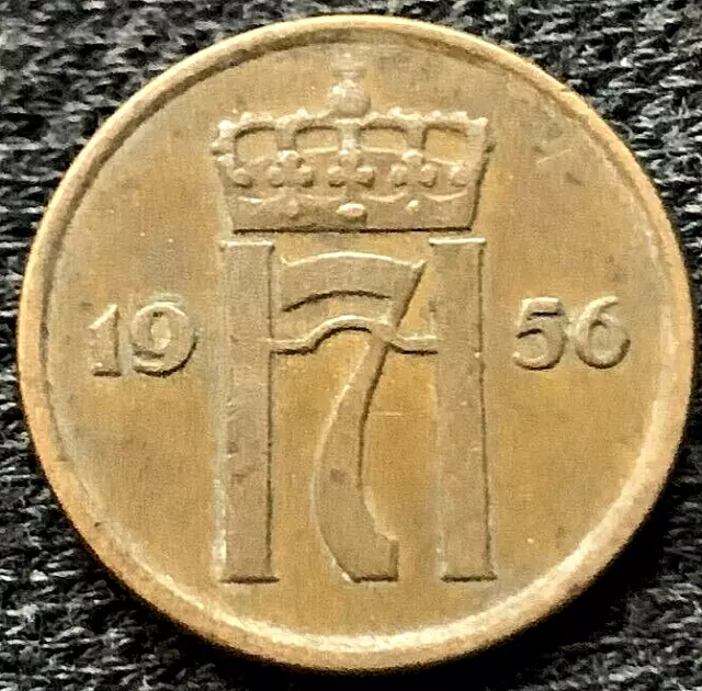 1956 Norway 2 Ore Coin XF +  Condition Rarity   World coin       #X279