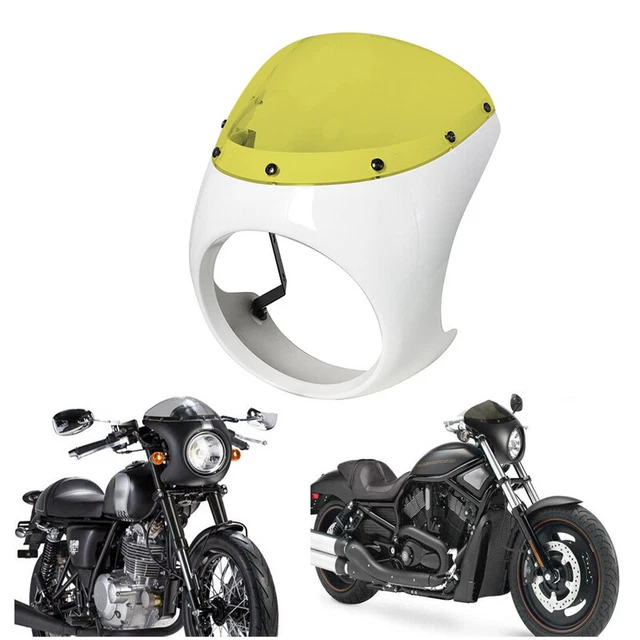 7" Motorcycle Cafe Racer Headlight Fairing & Windshield Screen Cover Universal