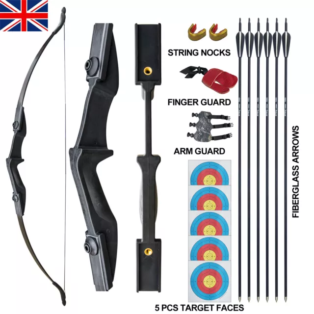 40lb Archery 57" Takedown Recurve Bow arrow Set Target Beginner right left hand