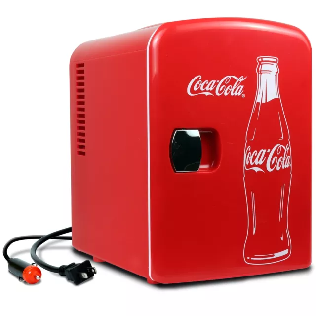 4L Mini Fridge w/ 12V DC and 110V AC Cords, 6 Can Portable Cooler