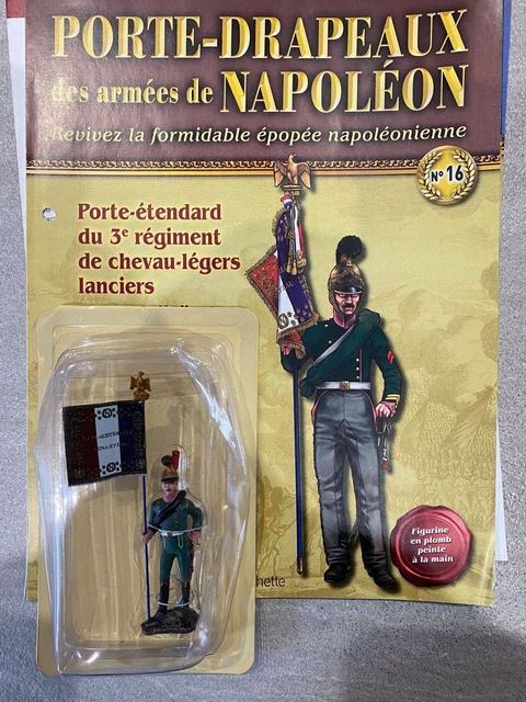 Figurine Militaire En Plomb Peinte : Porte-drapeau Des Armées De Napoléon, 19e Demi-brigade Légère (1802-03) - Échelle 1:22.5 (75mm)