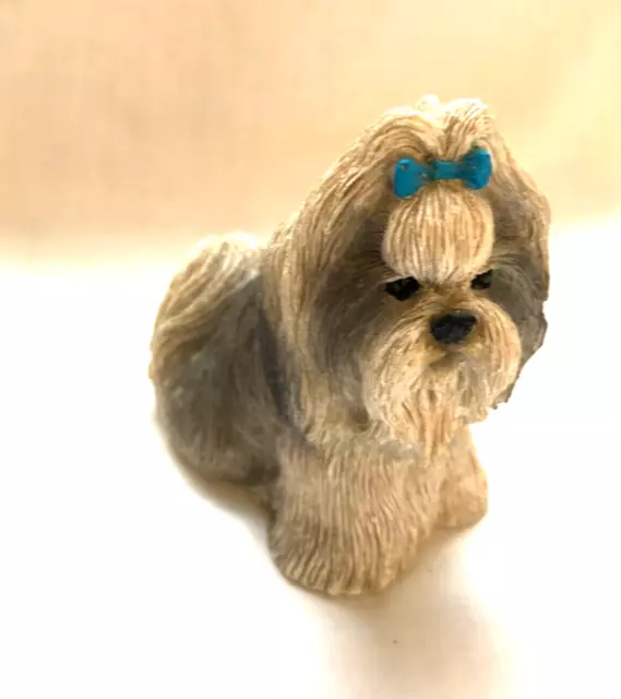 1994 ADORABLE LIVING STONE SHIH-TZU DOG FIGURINE w LABEL and MARK
