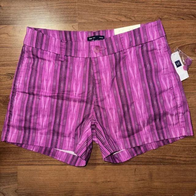 Ladies Gap Sz 0 4” Inseam Shorts Purple Black White Ikat Khaki NWT