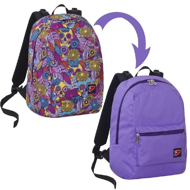 ZAINO SCUOLA SEVEN REVERSIBILE THE DOUBLE skull girl +/CUFFIE