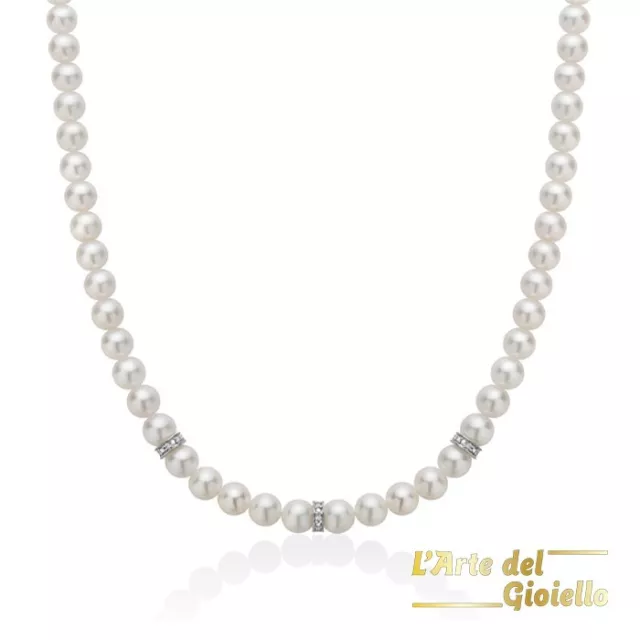 MILUNA Collana da Donna con Perle  Ø  6-6,5 e Diamanti PCL6402