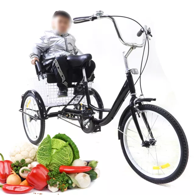 20 pulgadas triciclo adulto 3 ruedas bicicleta bicicleta con cesta y asiento infantil ajustable 2