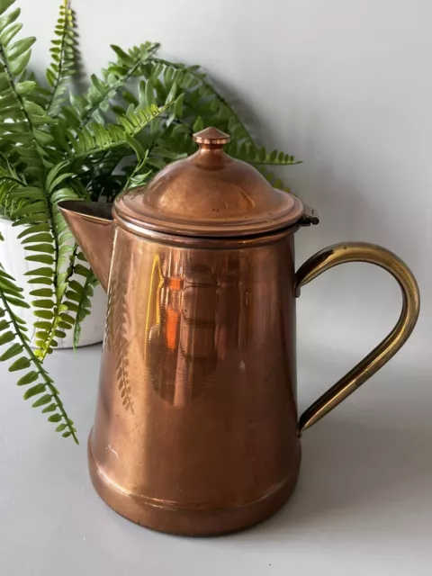 Vintage 1970s Portuguese Copper Hinged Kettle Coffee Tea Pot