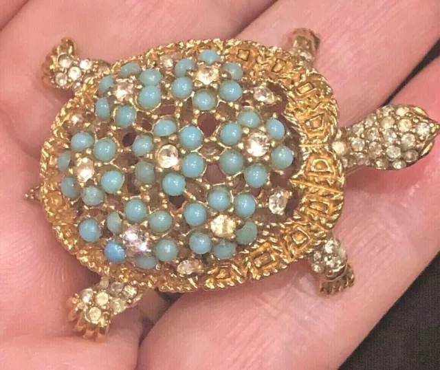Amazing Vintage Ciner Signed Turtle Brooch Pin