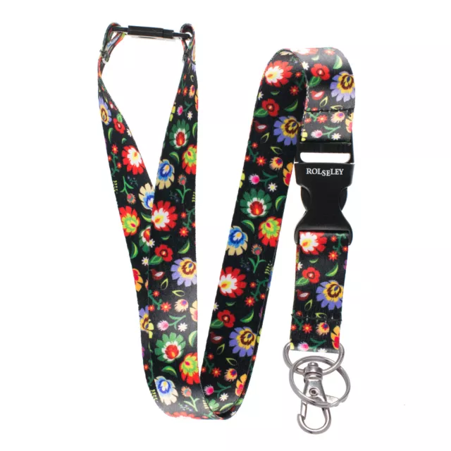 Multicolour Floral Folk Lanyard Neck Strap With Card/Badge Holder or Key Ring