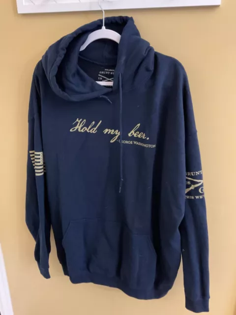 Grunt Style Hold My Beer Pullover Hoodie - Midnight Navy Size XXL
