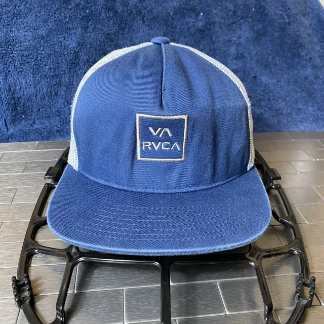 RVCA Mens VA All The Way Trucker Hat Blue/White Mesh Breathable Snapback