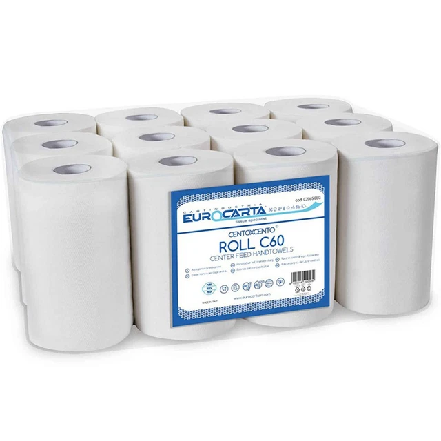 12 Pezzi Rotoli Asciugamani 60 Metri Doppio Velo Carta Asciugatutto 21cm 2 Veli_
