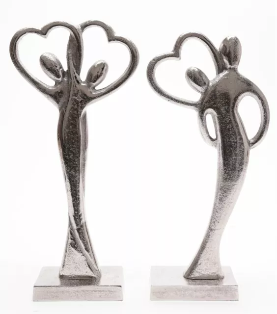 Entwined Couple Figurine Sculpture Silver Metal Love Heart Ornament ~ Varies