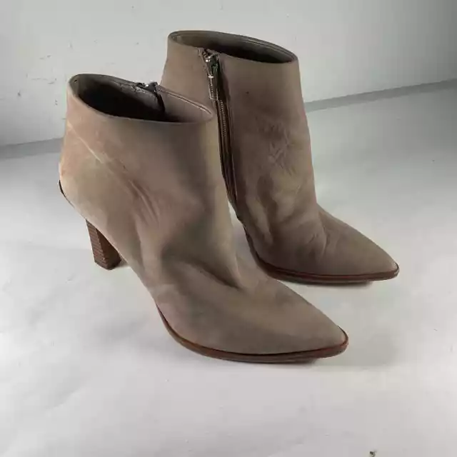 Vince Camuto Beige Suede Pointed Toe Ankle Boots - Women's 7.5