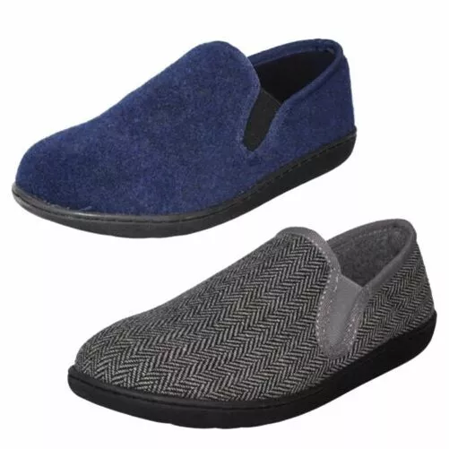 Mens Clarks Textile Slip On Twin Gusset Slippers 'King Ease'