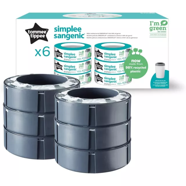 Tommee Tippee Simplee Sangenic Nappy Bin Refills, Pack of 6, 703750