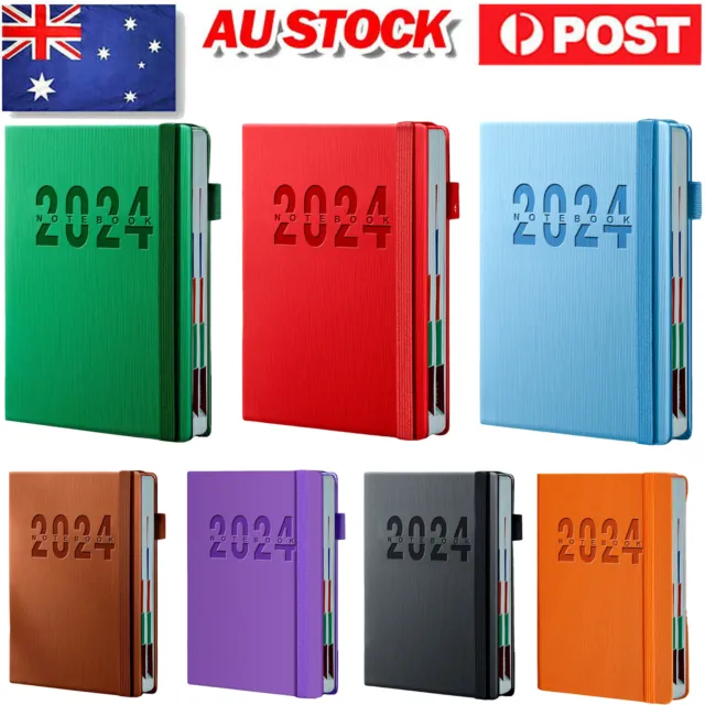 A5 2024 Planner Notebook with Monthlys Tabs 365 Days Diary Book Daily Business