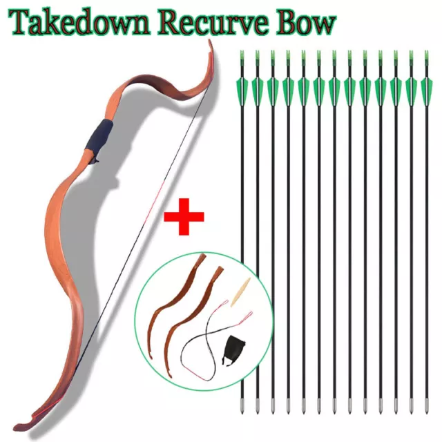 TOPARCHERY 50" Archery Takedown Recurve Bow 20LBS + 12 Arrows for Target Hunting