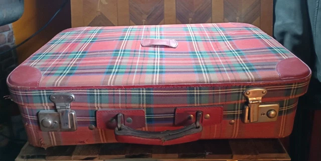 Sac De Voyage Vintage – Toile écossaise, Style Années 50-60 (état Correct)