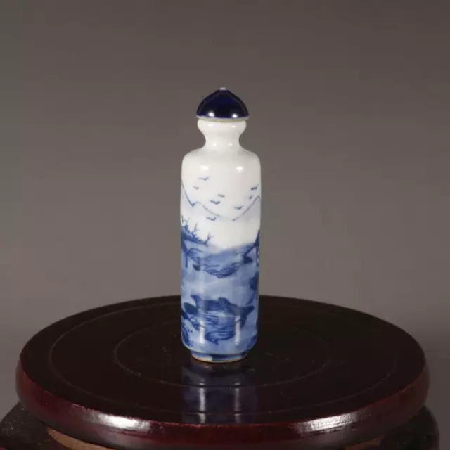 Blue and White Landscape Snuff Bottle Porcelain Antique Collection