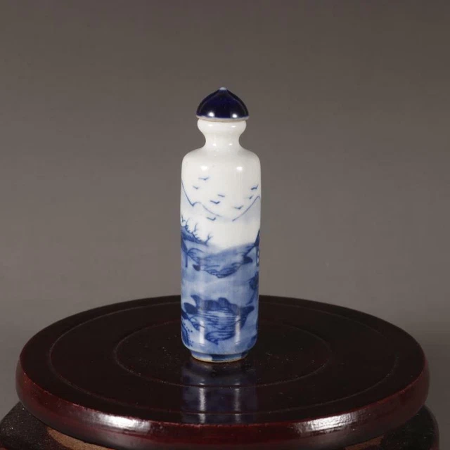 Blue and White Landscape Snuff Bottle Porcelain Antique Collection