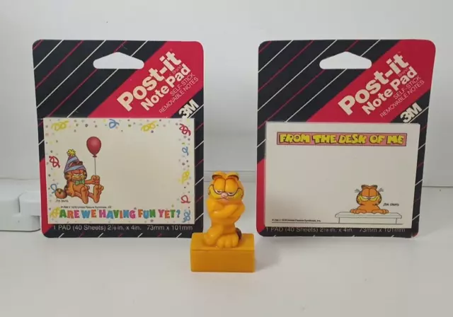 VTG Lot Garfield Stationary 2 New Post-It Note Pads & Plastic Pencil Sharpener