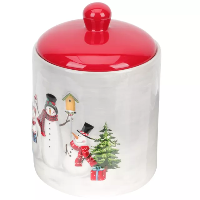 Snowman Cookie Jar with Lid - Christmas Ceramic Treat Container-QX