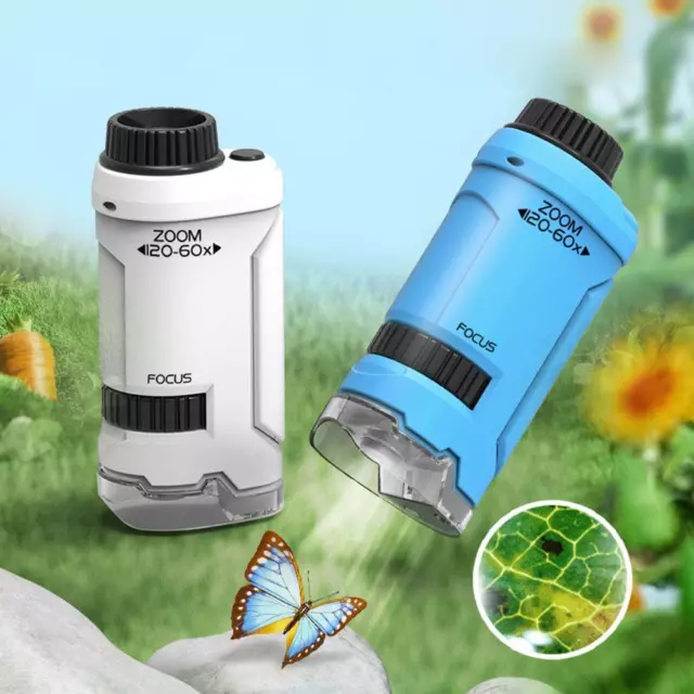 Portable Handheld Microscope LED Light 60X-120X Gift For Kids Toysuk F8Y5