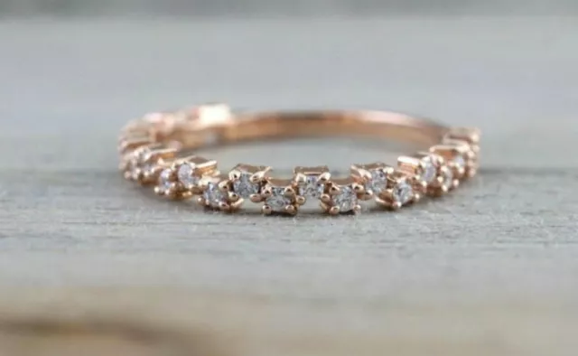 14k or Massif Diamant Bague de Fiançailles Anneau Femme Couple Promesse Bijoux
