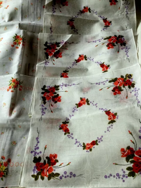 DDR Damen Stoff Taschentücher -6 Stück-verschiene Farben / Blumennmuster / China