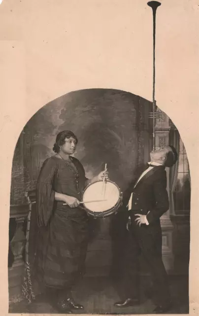 James VAN DER ZEE: Portrait of a Woman with a Drum and a Man Balancing a Cornet