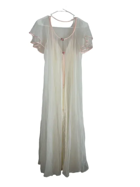VTG VAL MODE Pink Lingerie Nightgown Sheer Large Robe Lace Peignoir 2 ...