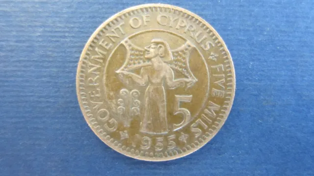 Zypern  -  5 Mils  -  1955  -  ss       (3038)
