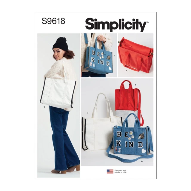 Bolsos de Mano SIMPLICITY Patrón de Costura S9618 Mujeres Damas Artesanía Surtido Tres Tallas